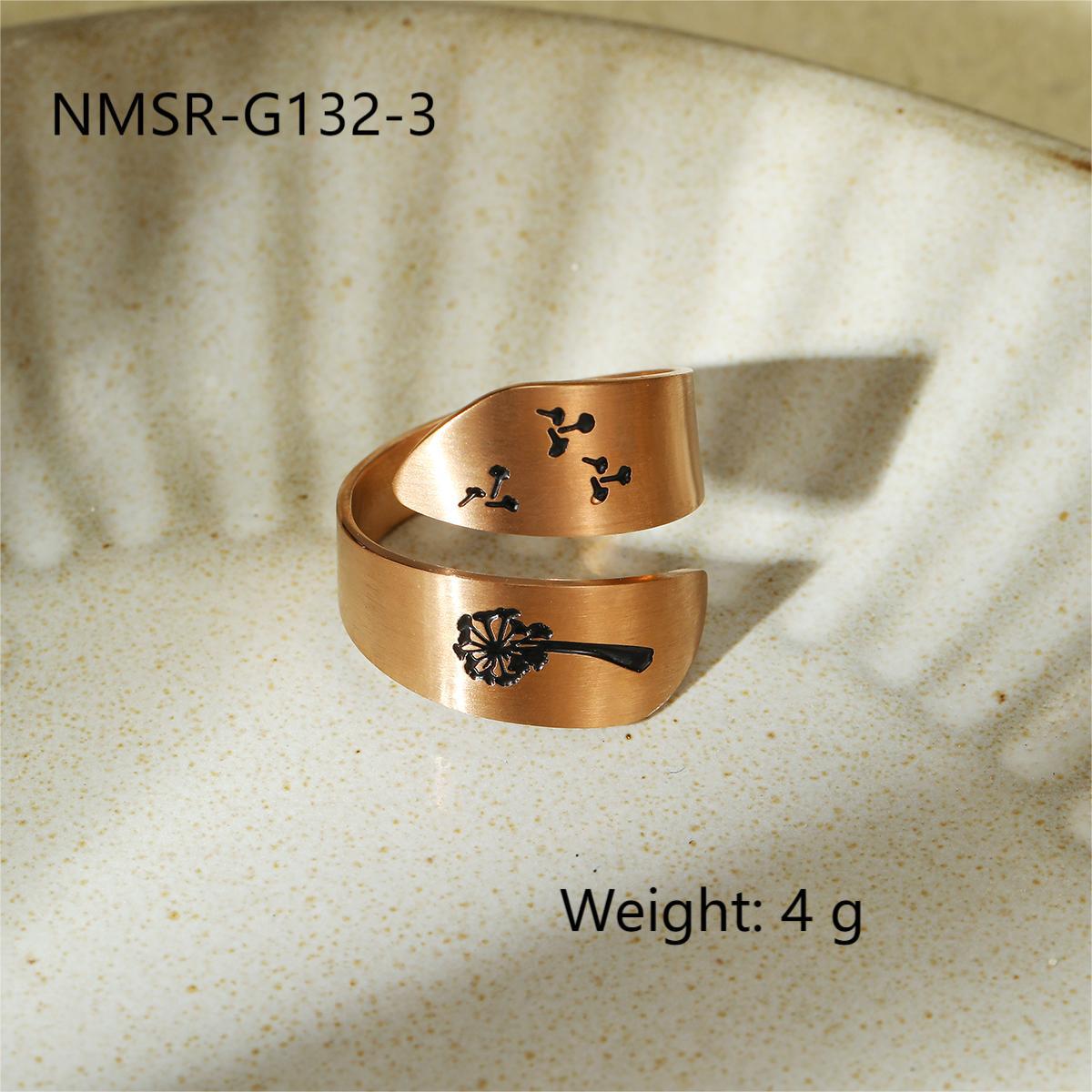 Anello regolabile in acciaio inossidabile a forma di dente di leone con finitura galvanizzata per donna, accessorio di moda di lusso minimalista