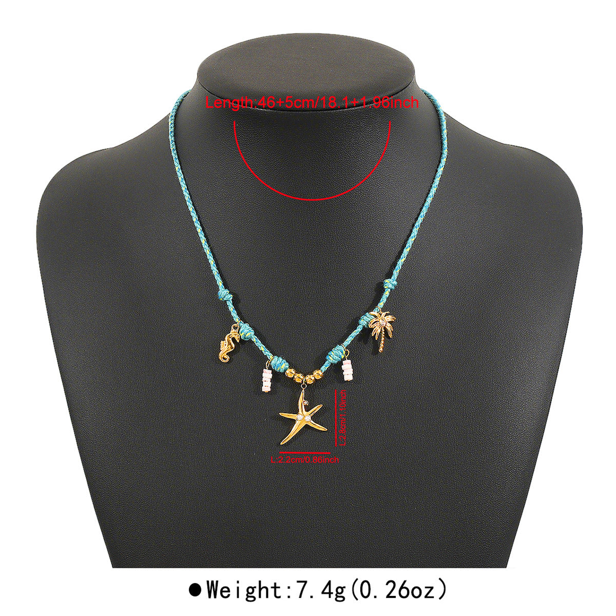 Collana con Pendente Stella Marina e Conchiglia Stile Naturale da Donna, in Acciaio Inox con Finitura Placcata Oro 14K su Catena a Cordino