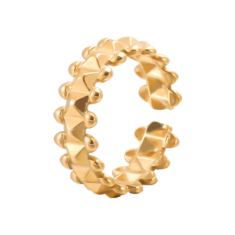 Geometric Adjustable Stainless Steel Ring for Women with Plated Finish