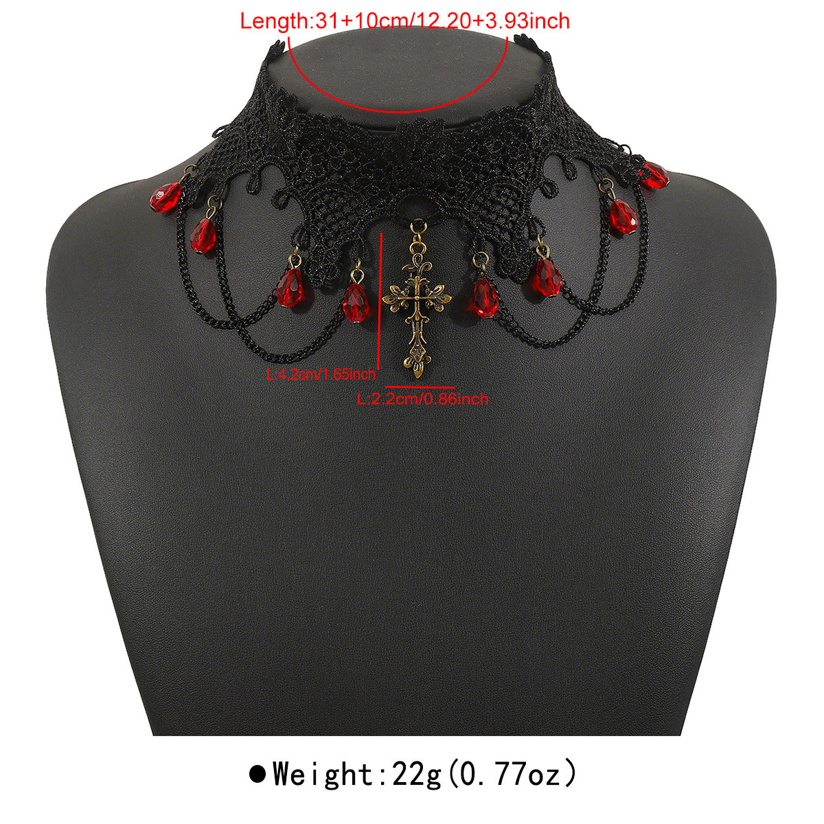 Collana Girocollo Gotica Vintage in Pizzo con Ciondolo Strass per Donna, Collana dal Design Dolce e Audace con Estetica Dark