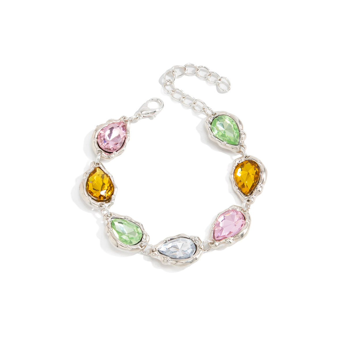 Sweet Teardrop Rhinestone Gemstone Zinc Alloy Plated Bracelet for Women