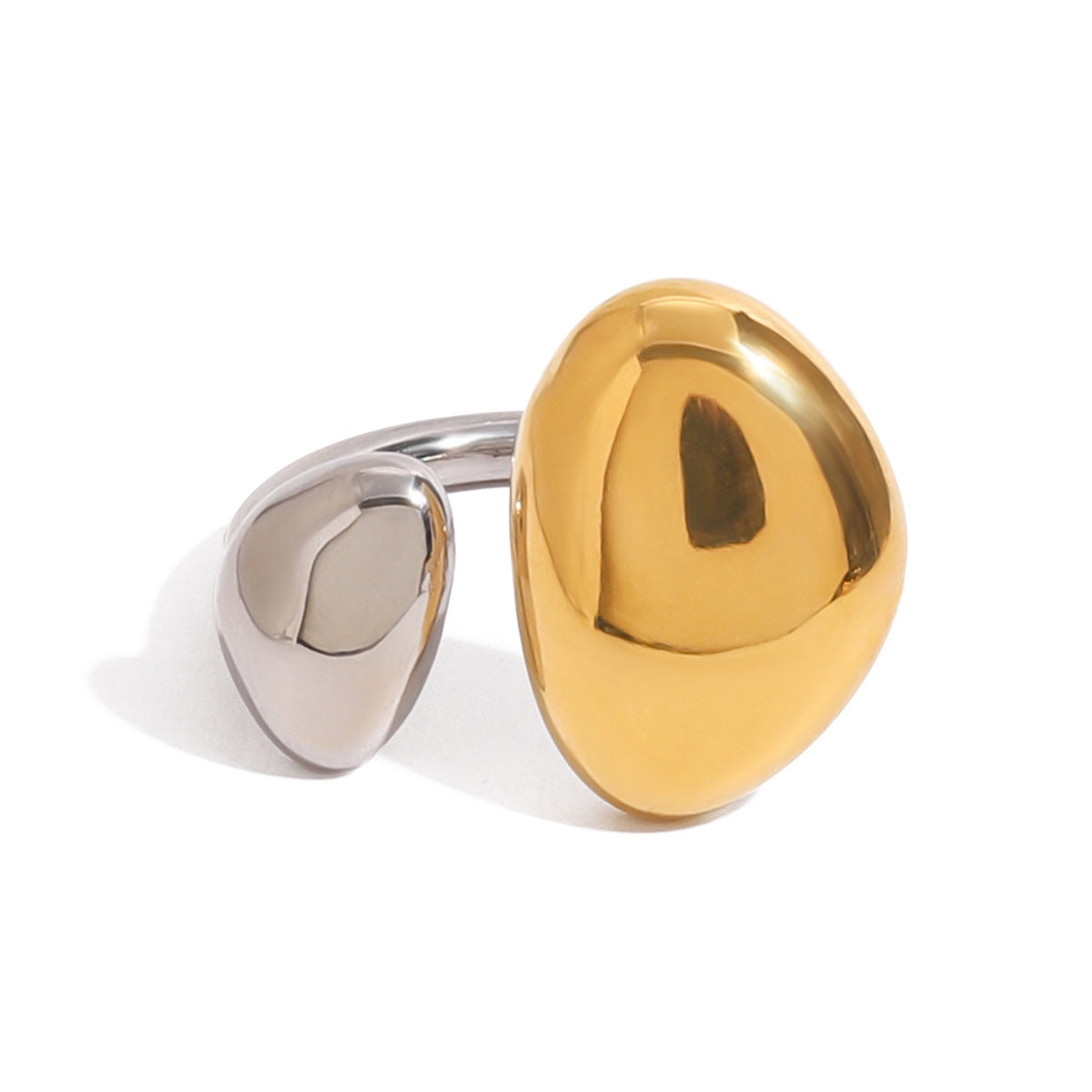 Anello a Goccia Minimalista Geometrico in Acciaio Inox Placcato da Donna, Gioielli a Mano in Acciaio al Titanio