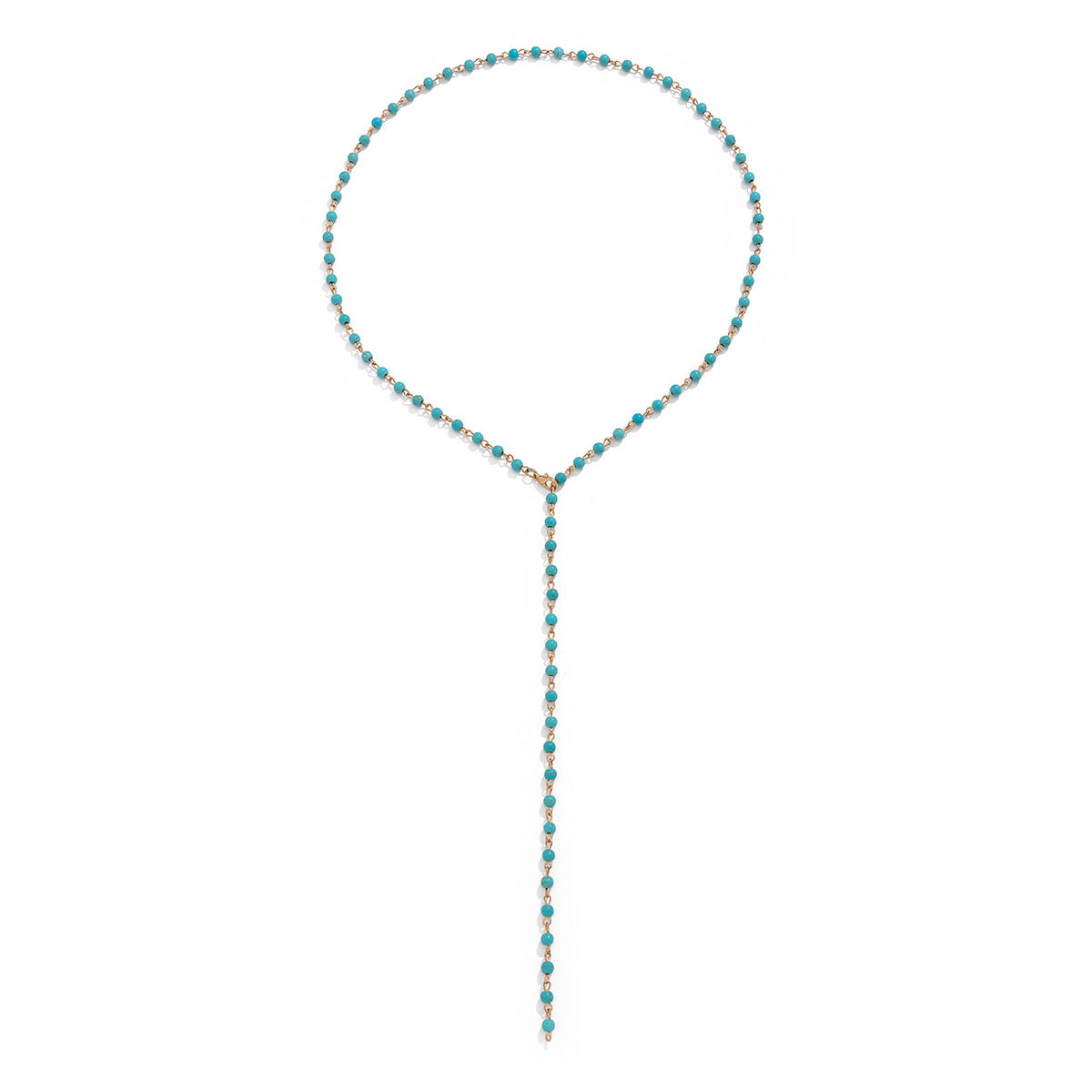 Collana a Y con Ciondolo in Lega e Intarsio di Cristallo Geometrico Minimalista in Ottone per Donne