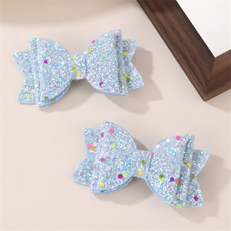 Natural Style Bow-Shaped Rhinestone-Embellished Duckbill Hair Clip for Girls Plastic Resin Hair Accessory with Ruffled and Mesh Details