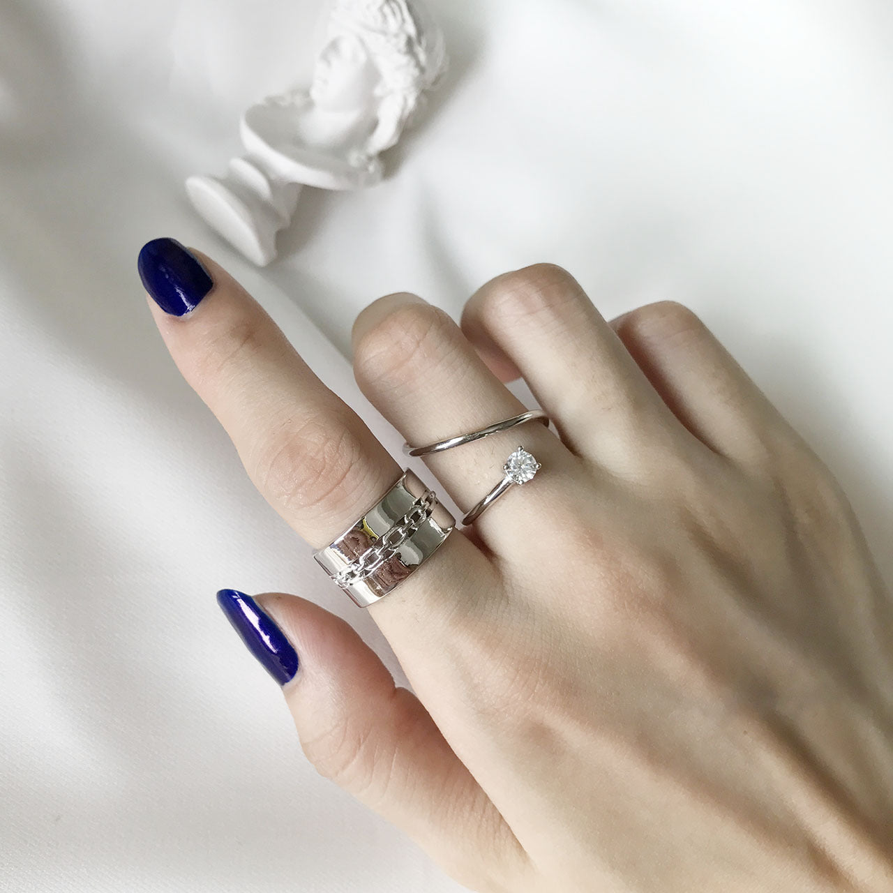 Anello a Spirale in Zircone da Donna, Avvolto a Mano in Filo d'Argento Sterling 925, Anello Fascia Statement Geometrico Stile Ins, Gioielli alla Moda Minimalisti