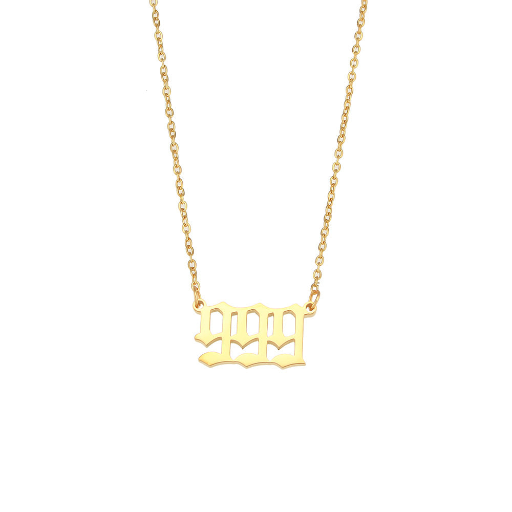 Fashionable Minimalist Numeric Pendant Necklace for Women in Stainless Steel with Plated Finish