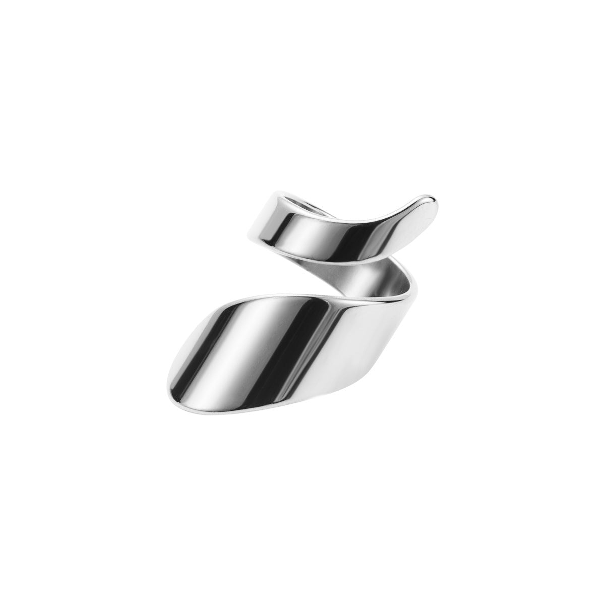Anello regolabile minimalista a forma di cuore con ala d'angelo geometrica in acciaio inossidabile con finitura galvanizzata