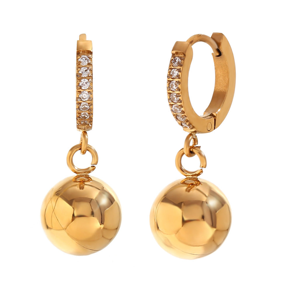 Pendientes de Acero Inoxidable con Estrella Geométrica Minimalista, Baño de Oro de 18K y Circonitas Microengastadas