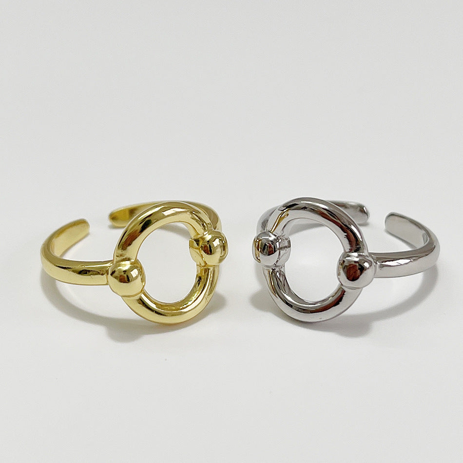 Anello Ovale Geometrico Minimalista in Argento Sterling 925 Placcato Oro