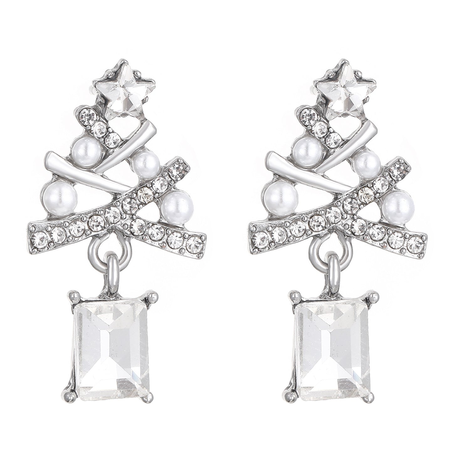 Pendientes de Navidad personalizados con pedrería y perlas de imitación para mujer