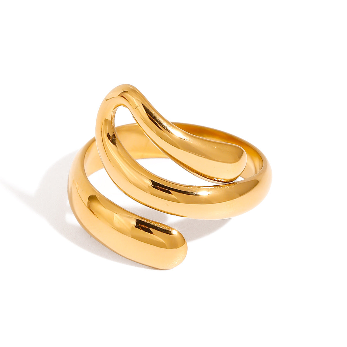 Geometric Plated Stainless Steel Ring for Women