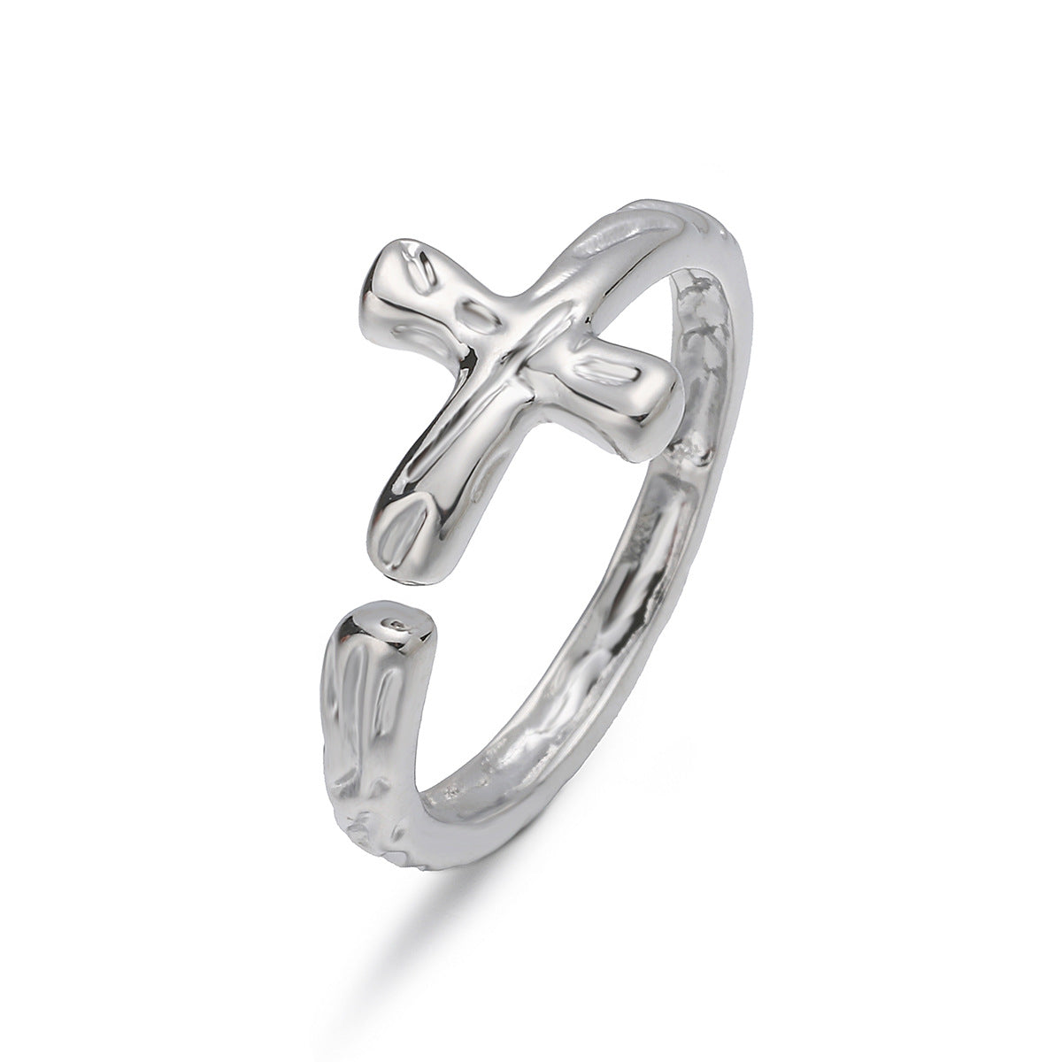 Minimalist 18K Gold Plated Brass Geometric Cross Open Ring for Women