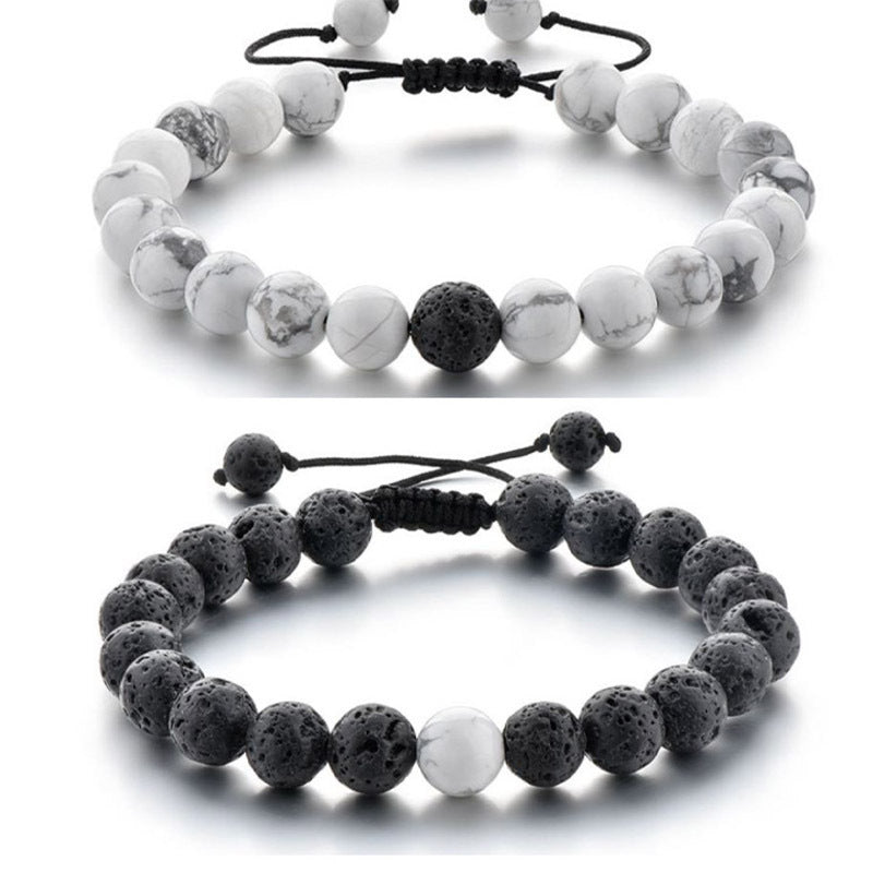 Matte Geometric Heart Alloy Beaded Bracelet Unisex