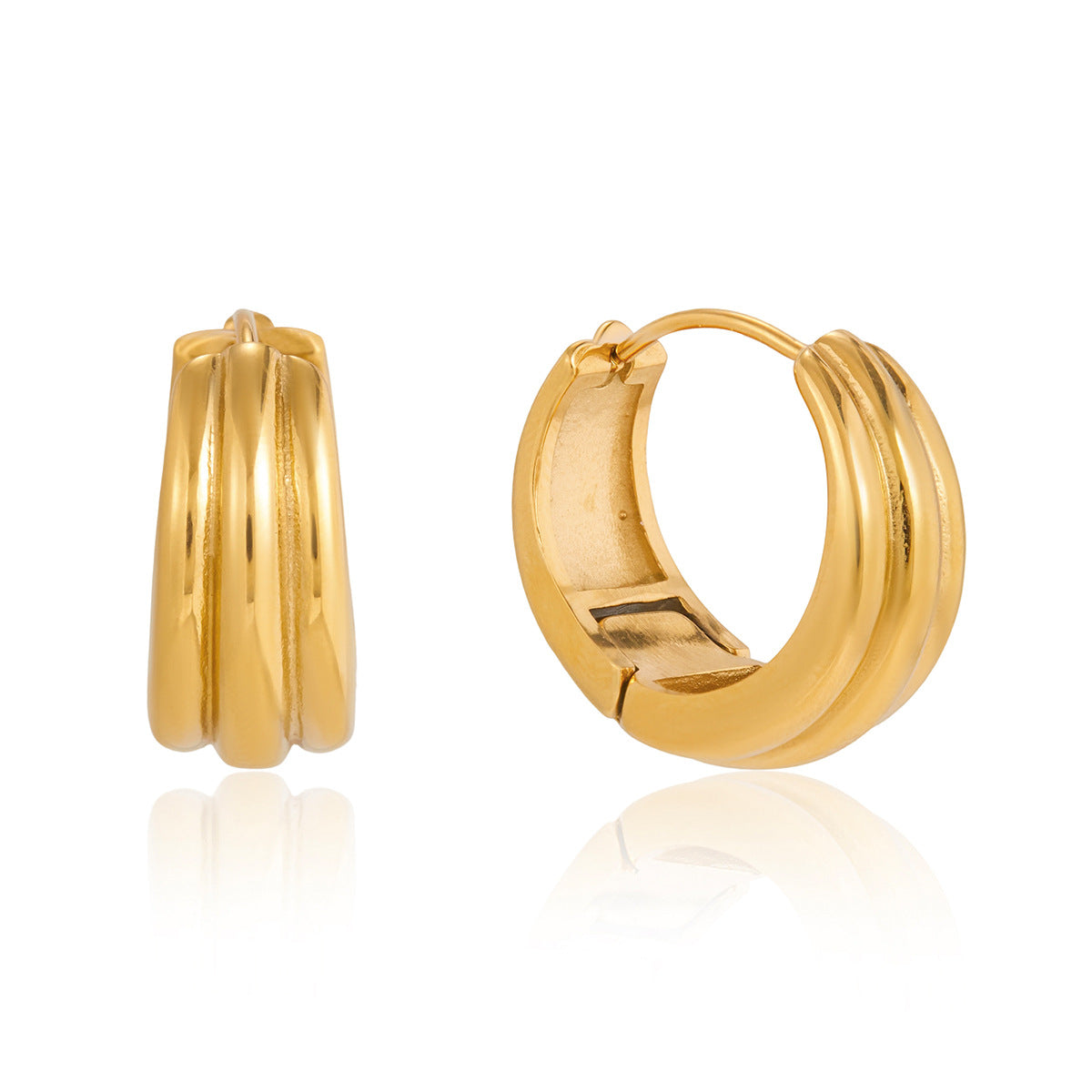 Orecchini a Cerchio da Donna Minimalisti Ed Eleganti Placcati Oro Rotondi Geometrici in Acciaio Inossidabile