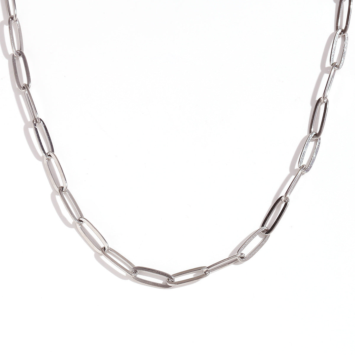 Catena da corpo minimalista da donna in acciaio al titanio con finitura placcata, a maglie a serpente, a maglie a scatola e a maglie a lama
