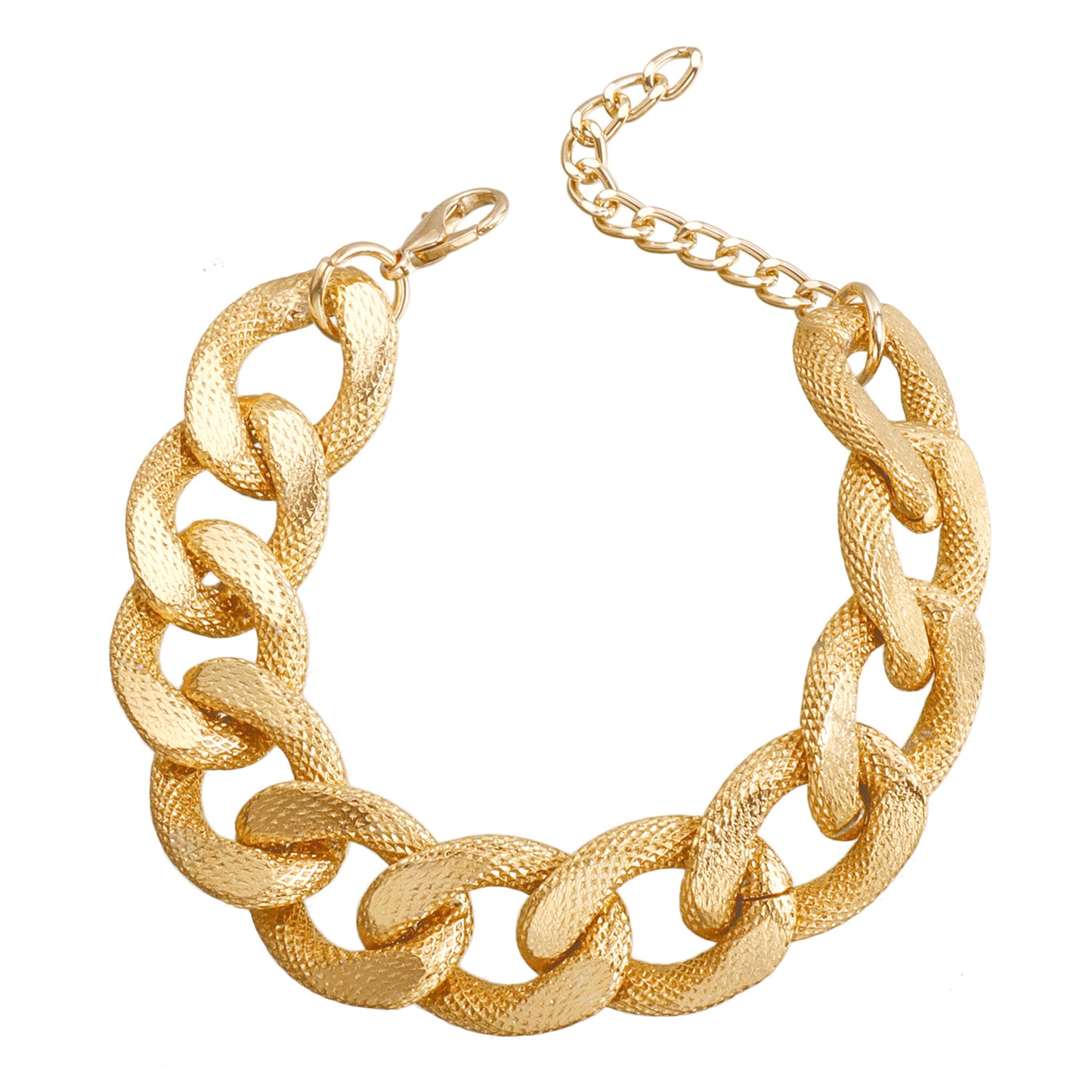 Geometric Chunky Aluminum Choker Necklace for Women with Matte Braided Chain and Electroplated Finish