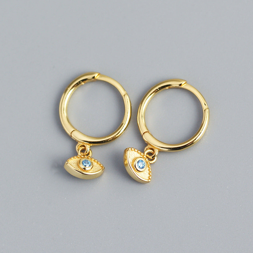 Orecchini a perno con strass intarsiati a occhio quadrato geometrico in argento sterling 925 Sweet Streetwear