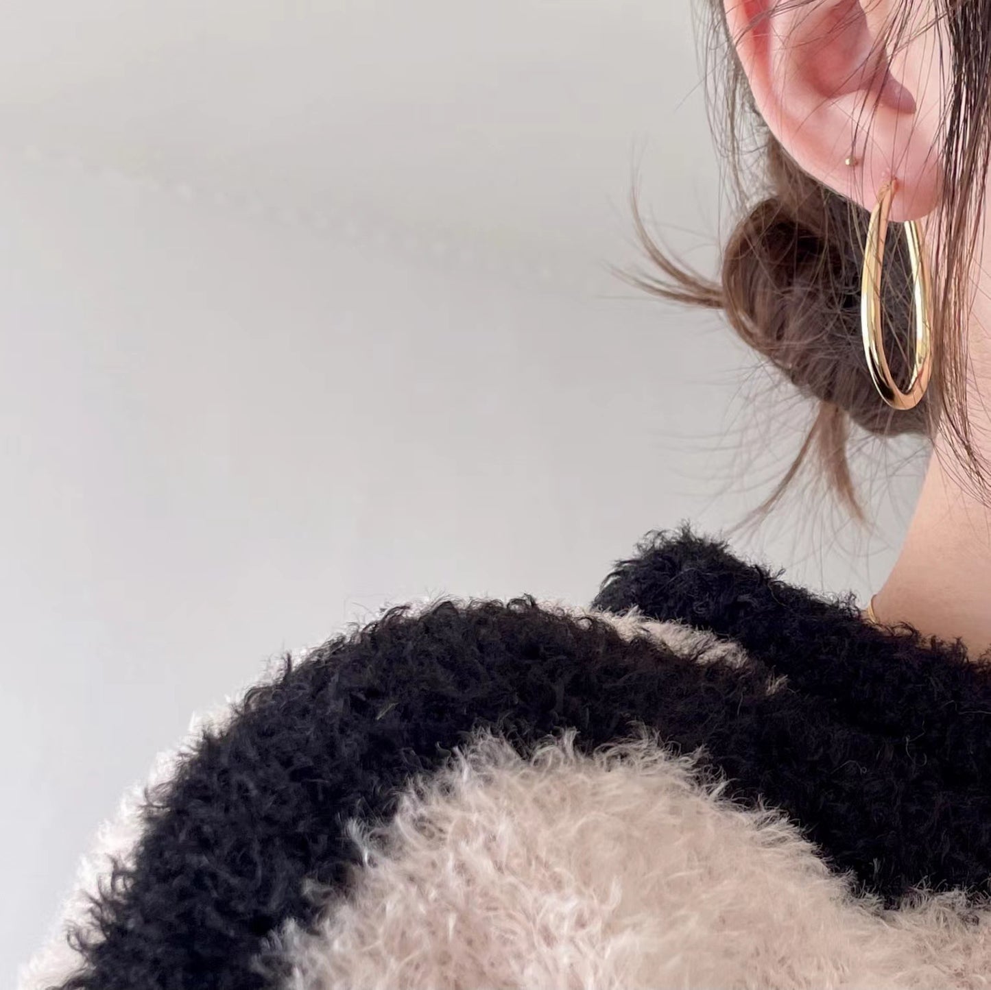 Orecchini geometrici ovali da donna placcati in argento sterling 925, stile minimalista e dolce