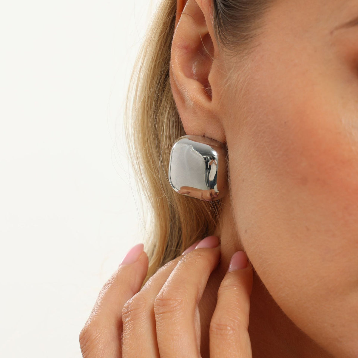 Minimalist Business Geometric Square Stainless Steel Earrings 18K Gold Plated PVD Women's Studs