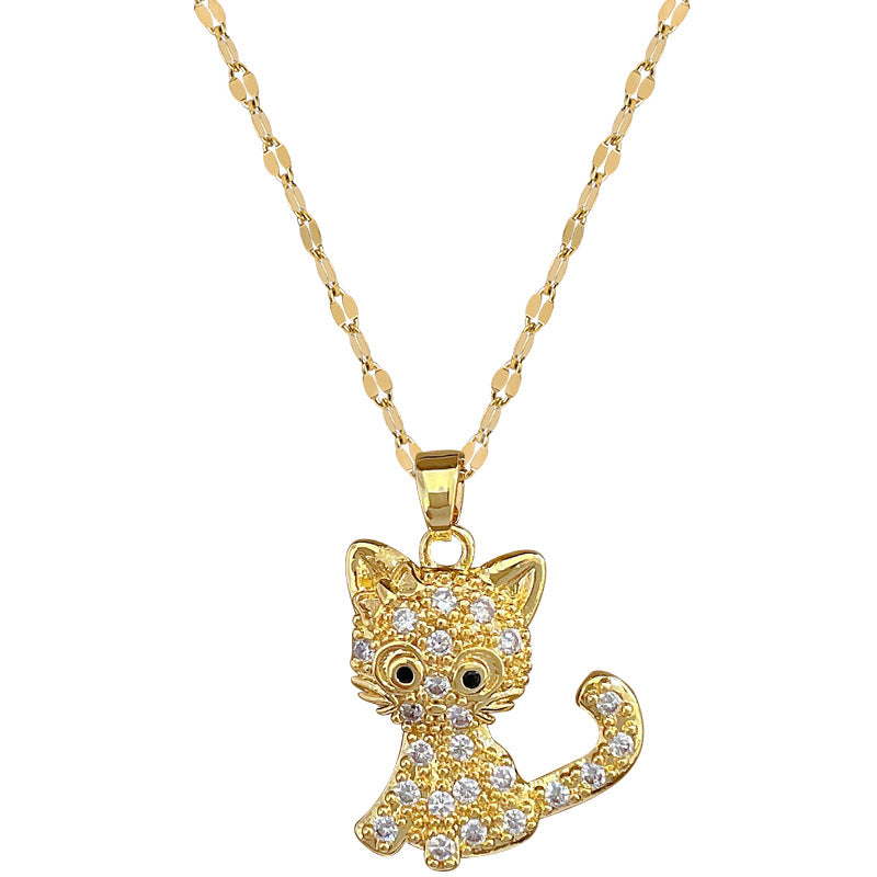Collar de lujo con colgante geométrico de diamantes de imitación, cadena de acero de titanio, unisex