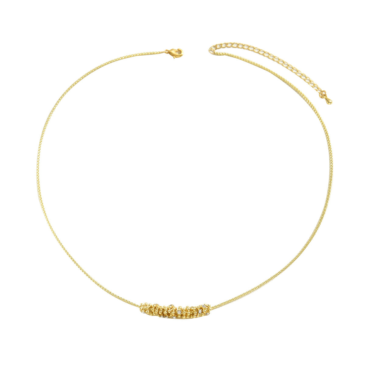 Collana con Pendente dal Design Geometrico da Donna con Intarsio in Zirconia Cubica su Catena di Rame, Collana Minimalista alla Moda per Clavicole
