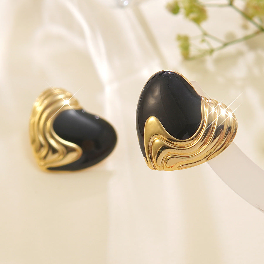 Orecchini Eleganti Casual a Goccia con Cuore in Acciaio Inossidabile
