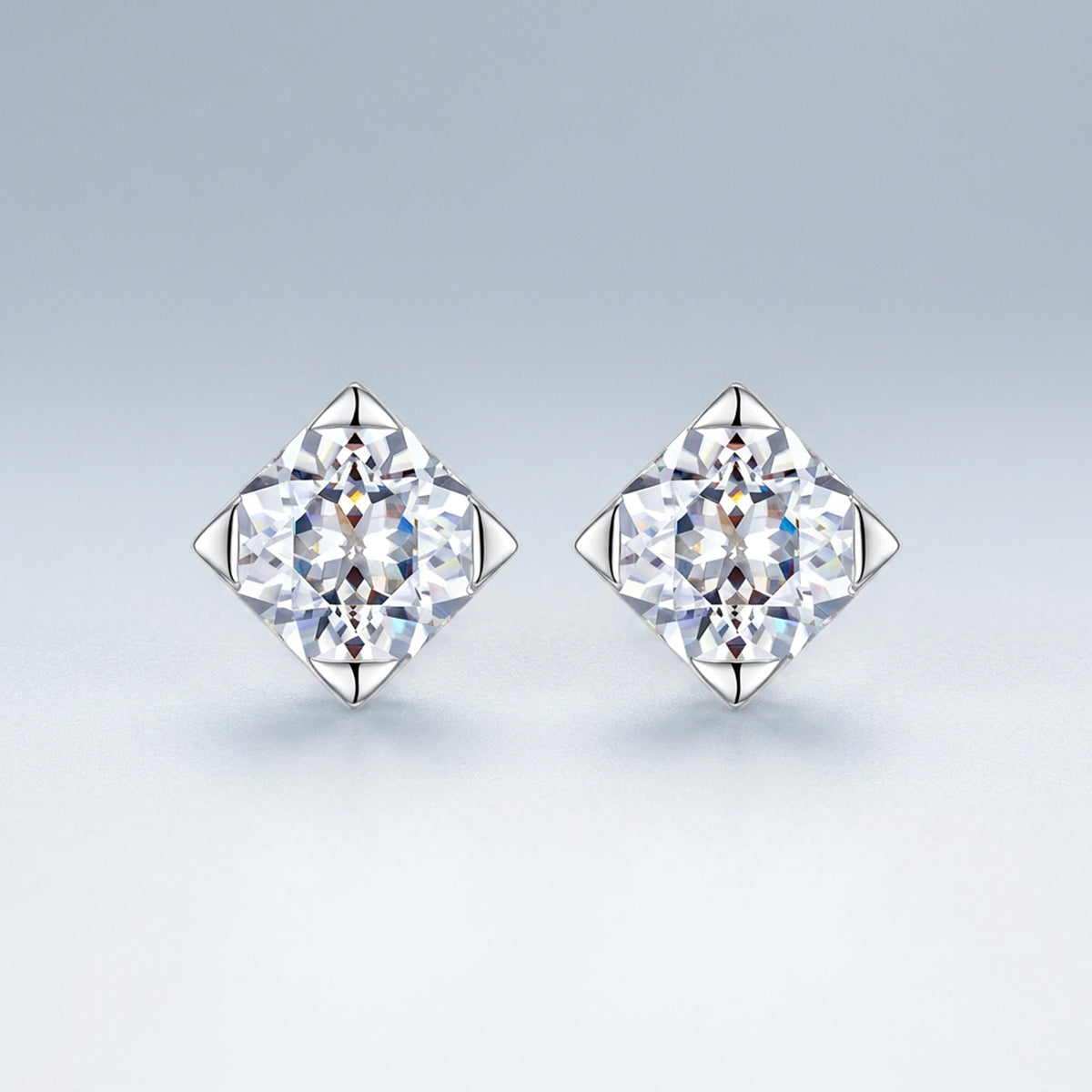 Sweet Luxury Geometric Octagon 925 Sterling Silver Moissanite Inlaid Earrings for Women