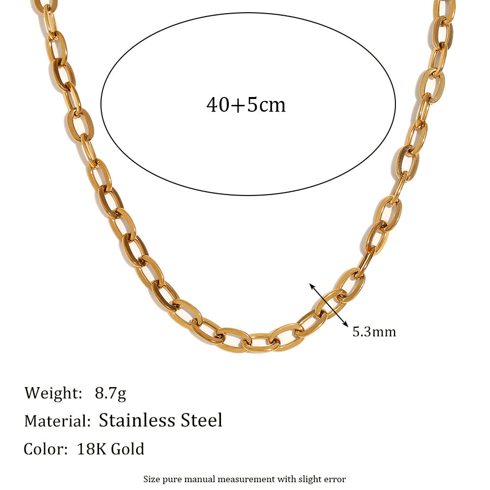 Collana con Ciondolo Geometrico Minimalista da Donna in Acciaio Inossidabile con Placcatura in Oro 18K su Catena a Maglie O