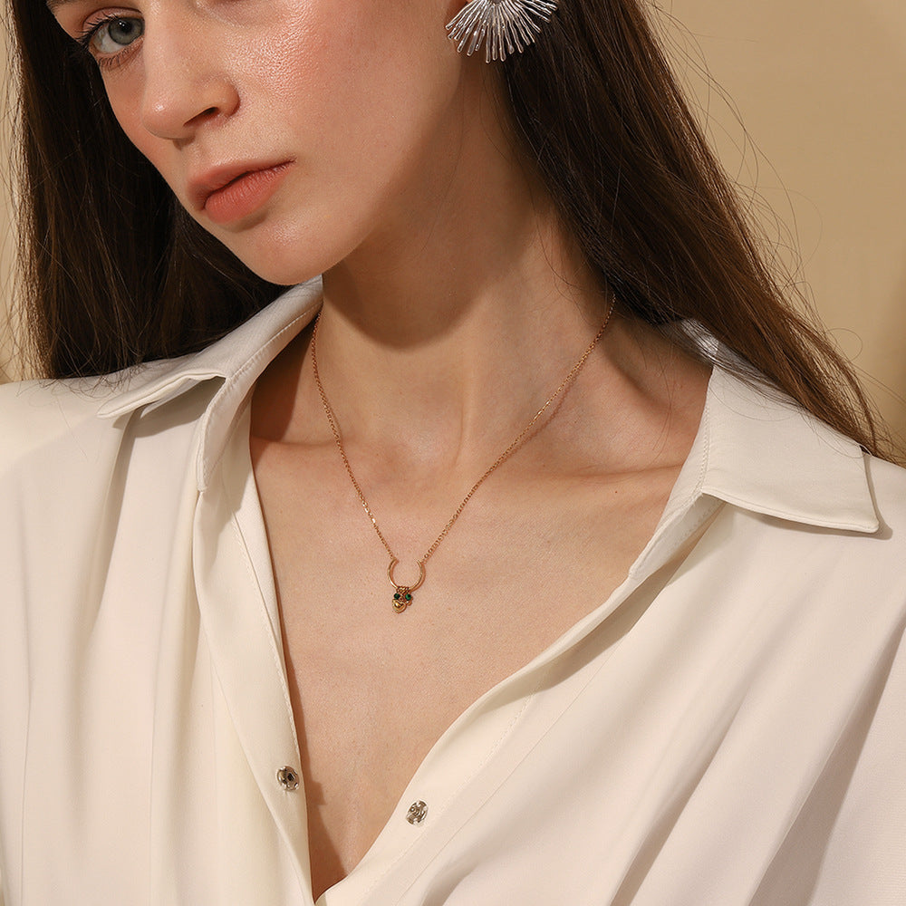 Minimalist Geometric Stainless Steel Necklace with 18K Gold Plated Beads for Women