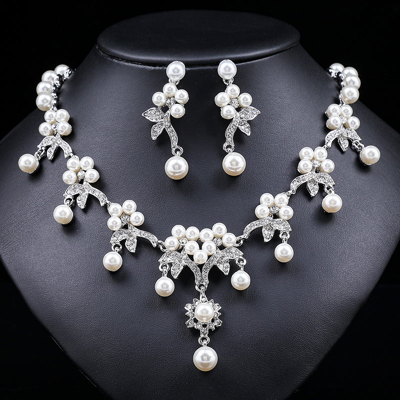 Vintage Floral Branch-Shaped Alloy Necklace Set with Electroplated Finish for Women, O-Chain Collar Necklace and Matching Earrings