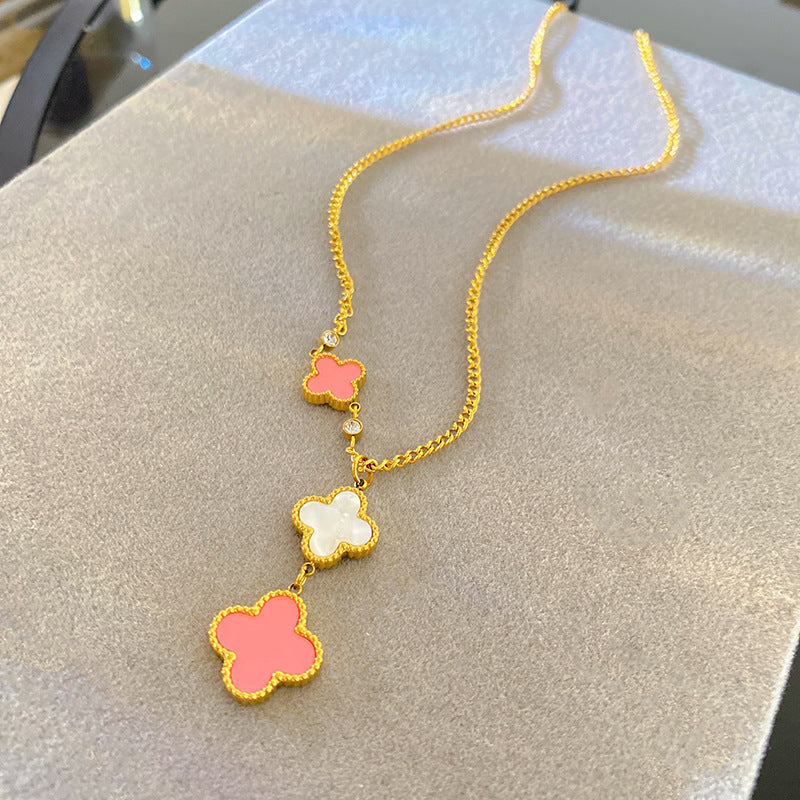 Sweet Floral Titanium Steel Plated Necklace Unisex