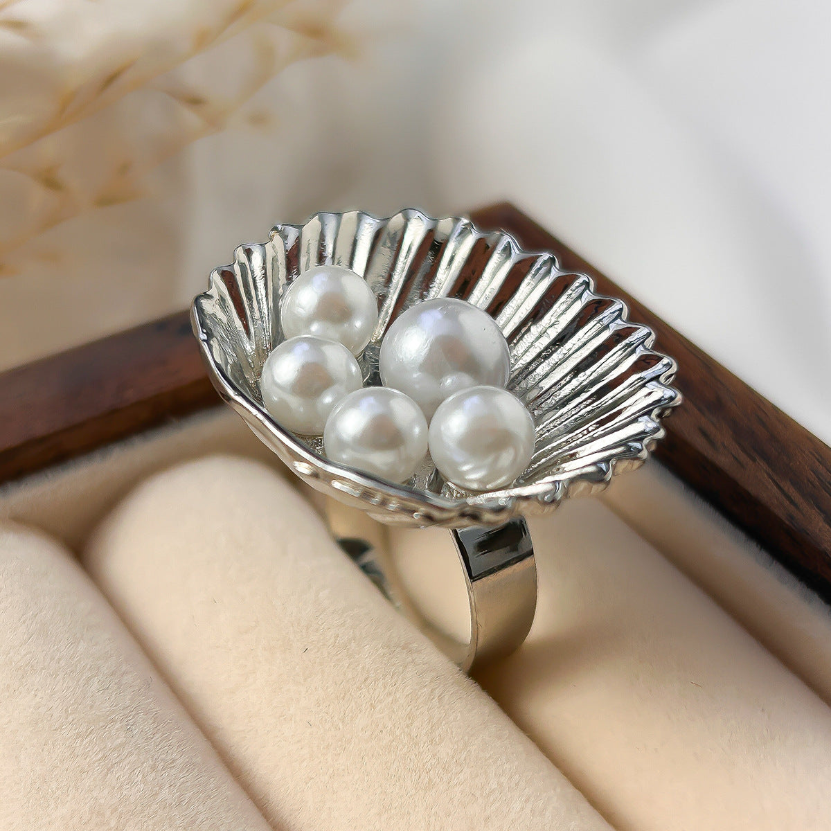 Unique Geometric Pearl-Style Statement Knuckle Ring with Plated Finish for Women