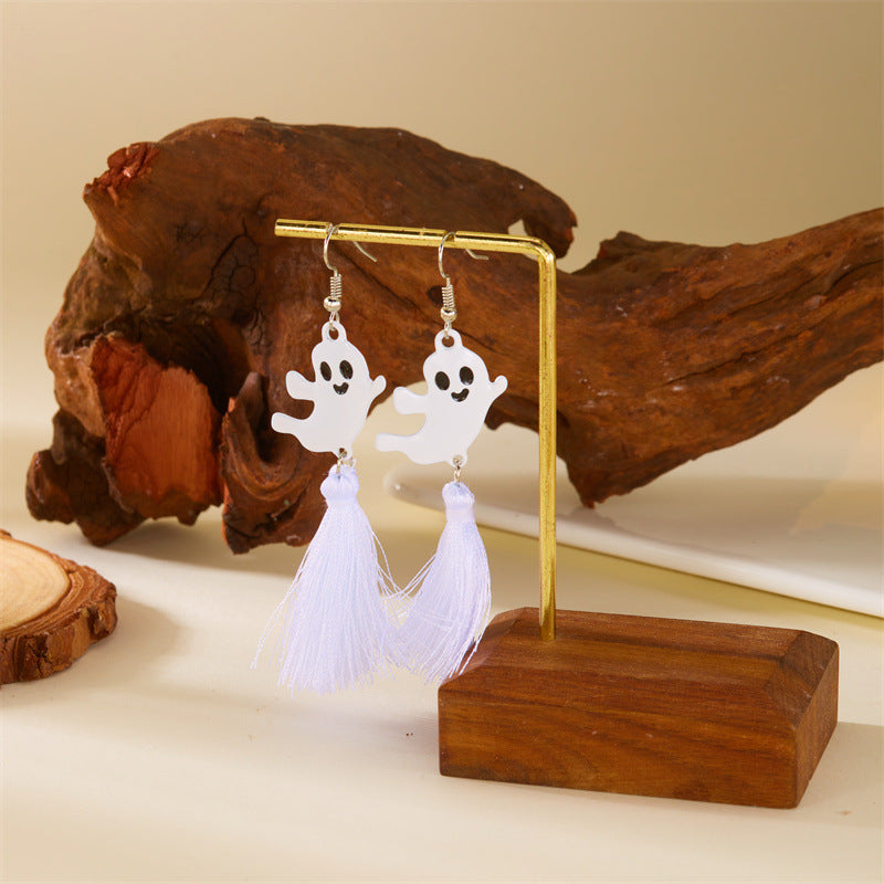 Sweet and Edgy Cartoon Pumpkin Skull Dangle Earrings in Alloy with Electroplated Finish for Women