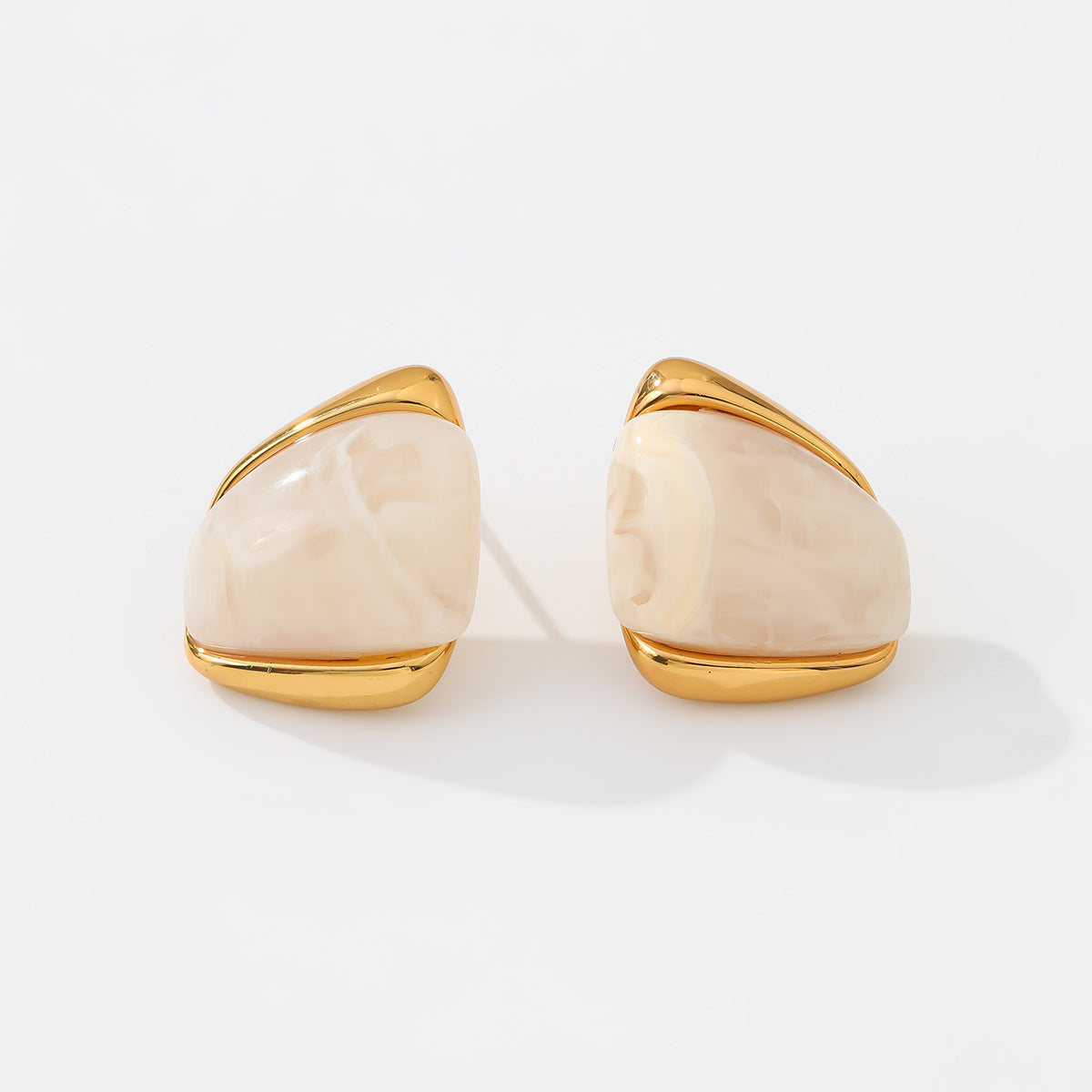 Minimalist Geometric Oval Stainless Steel PVD Plated Earrings for Women