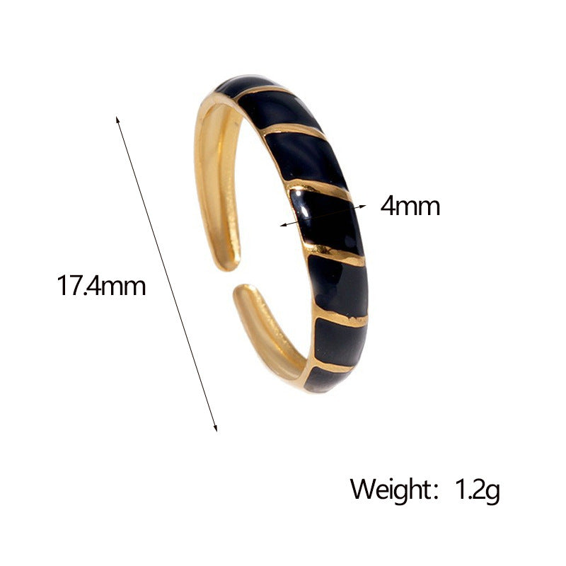 Vintage Style Adjustable Geometric Stainless Steel Ring for Women with Plated Finish and Clean Line Design