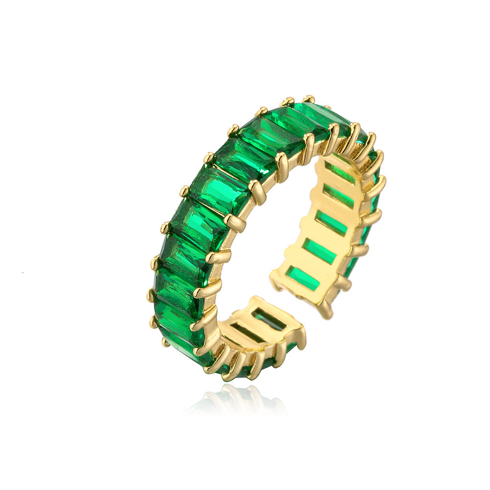 Anello da donna aperto geometrico casual in rame con zirconi micro-pavé
