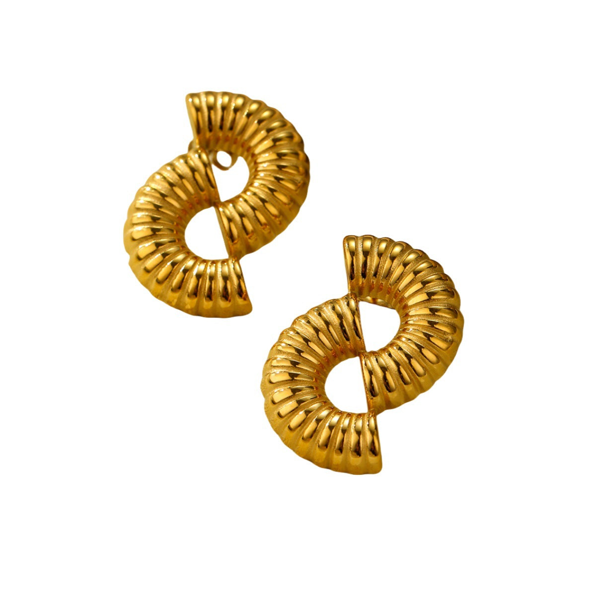 Pendientes geométricos de acero titanio con forma de U huecos de moda para mujer con acabado chapado