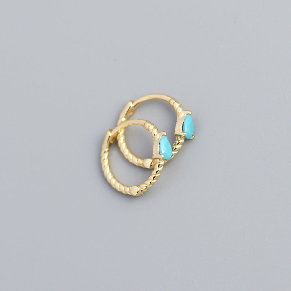 Minimalist 925 Sterling Silver Geometric Teardrop Rope Hoop Earrings for Women