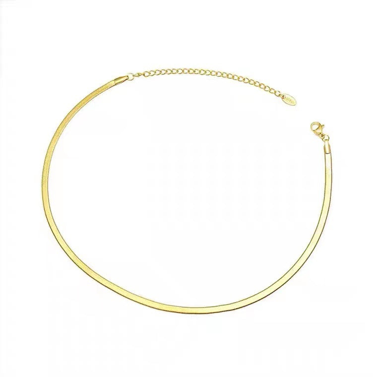 Minimalist U-Shaped Titanium Steel Plated Snake Chain Necklace for Women