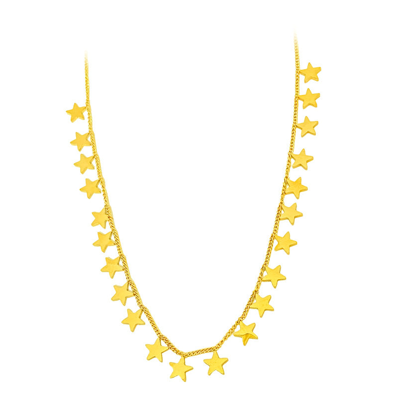 Minimalist Luxury Gold Plated Star Titanium Steel Necklace for Unisex
