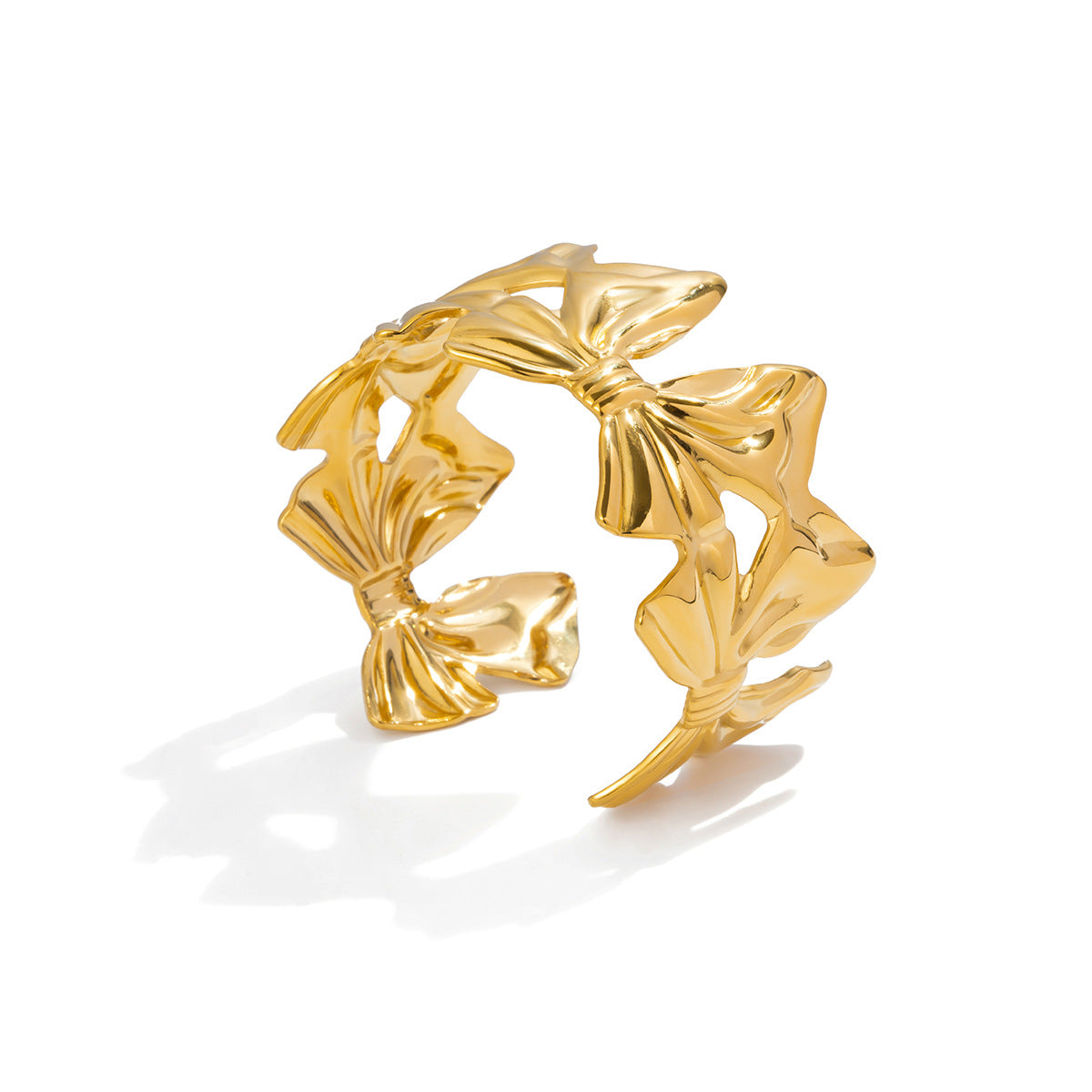 Elegante pulsera de acero de titanio en forma de lazo para mujer con acabado chapado, joyería hipoalergénica de acero inoxidable