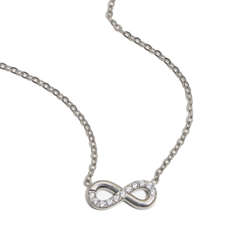 Minimalist Casual 18K Gold Plated Stainless Steel Geometric Letter Rhinestone Necklace for Women