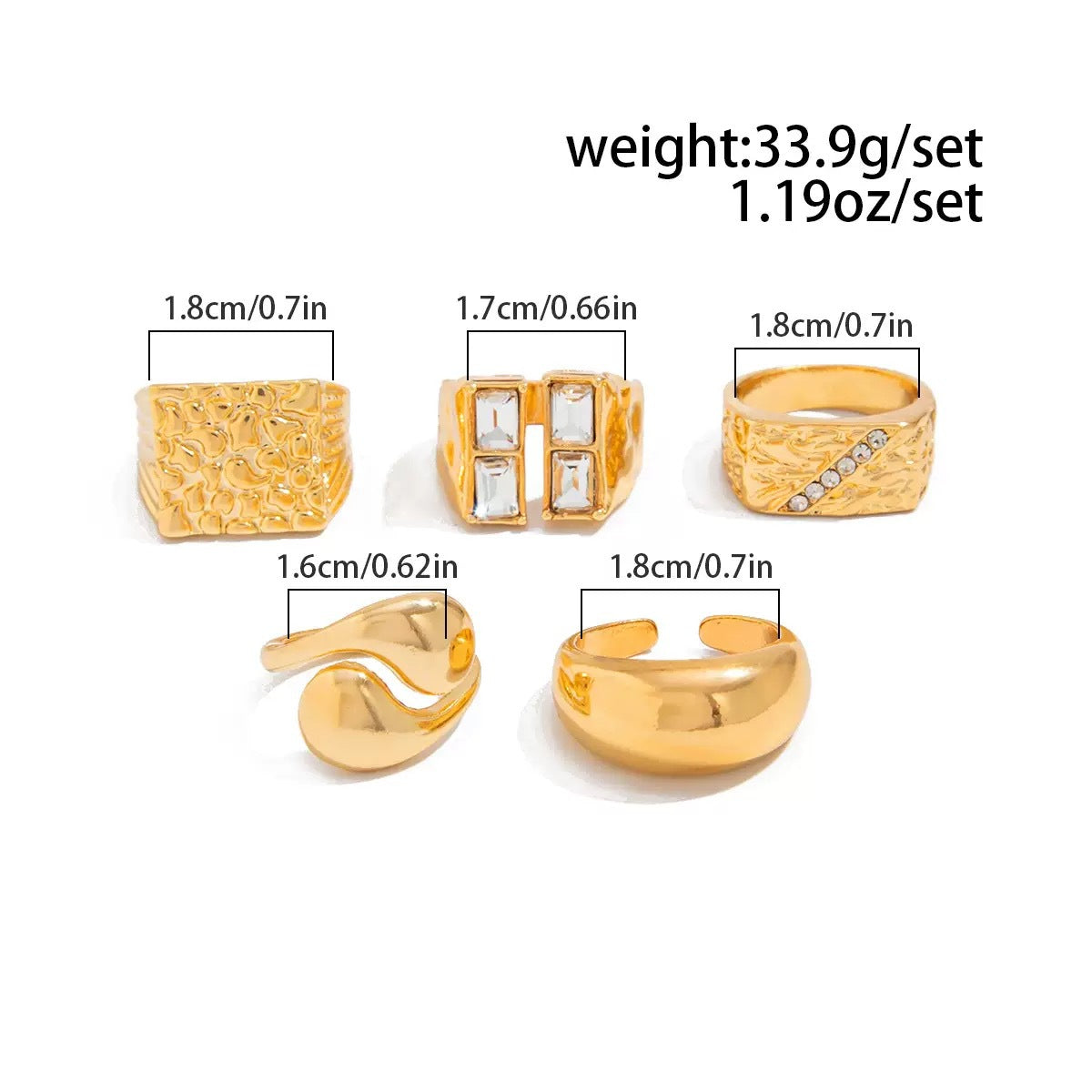 Gold Plated Geometric Square Alloy Ring for Women