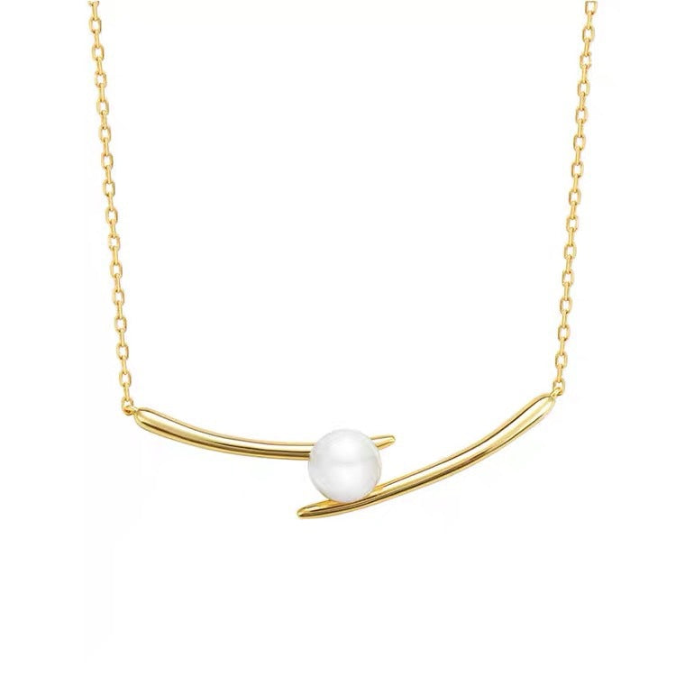 Minimalist Cross Pearl Titanium Steel Animal Pendant Necklace for Women