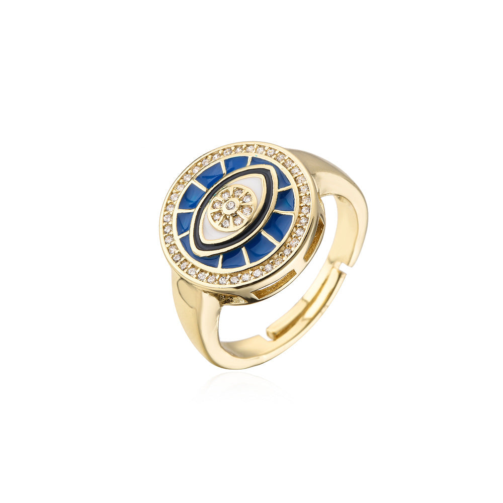 Geometric Micro-pave Cubic Zirconia Brass Ring for Women