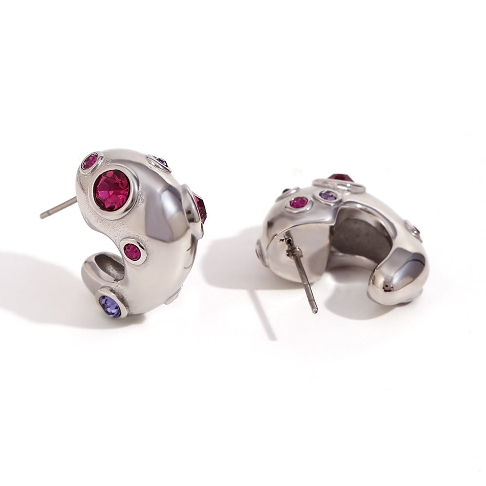 Vintage-Style Irregular Geometric Liquid Drop Earrings in Stainless Steel with 18K Gold Plating and Micro-Paved Zirconia