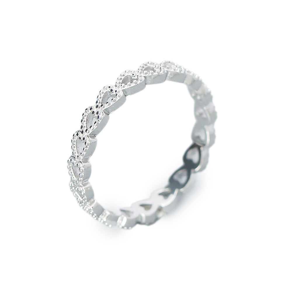 Sweet Minimalist Hollow Heart-Shaped Ring for Women in 925 Sterling Silver with Plated Finish