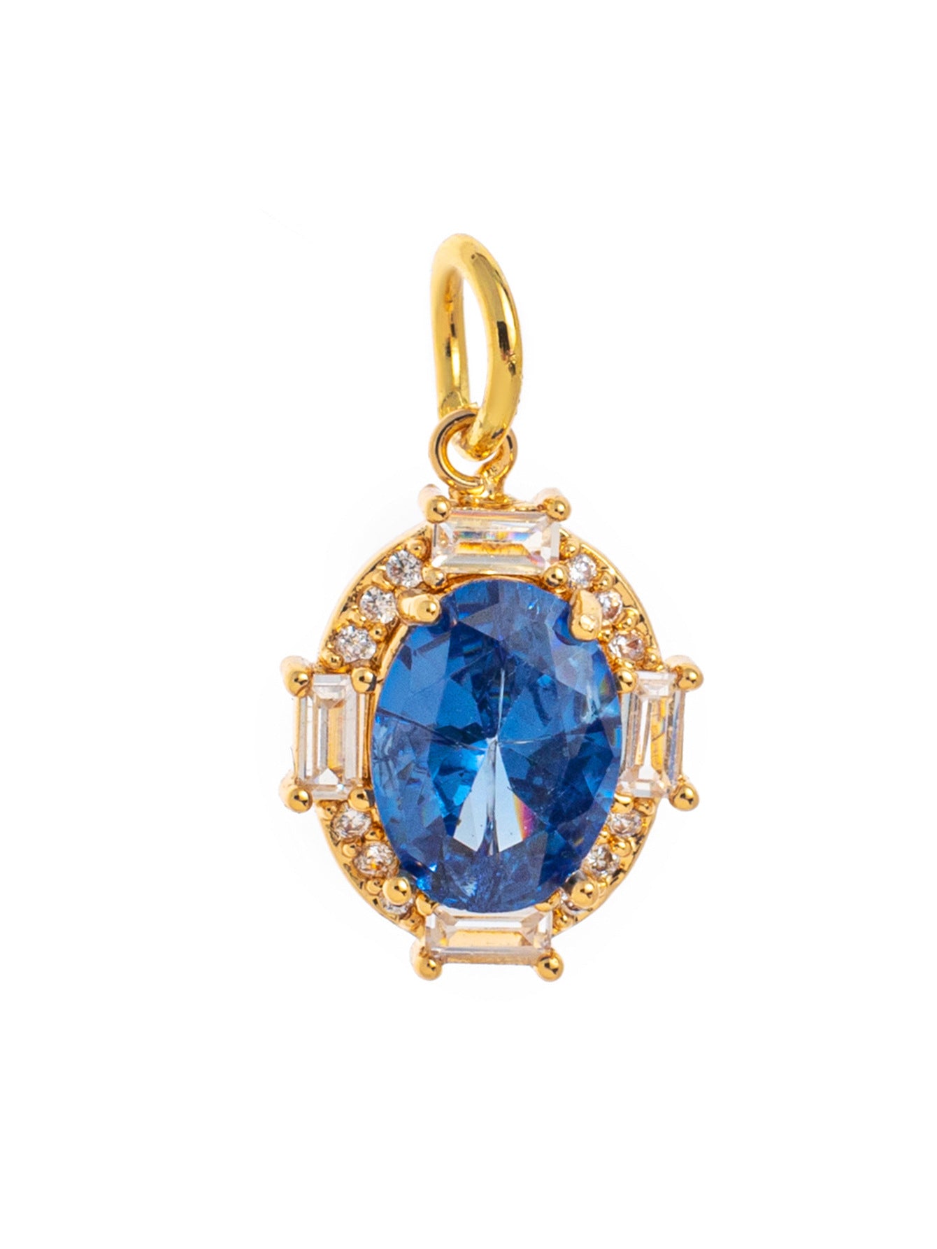 Minimalist Oval Geometric Brass Pendant with Cubic Zirconia December Birthstone for Women