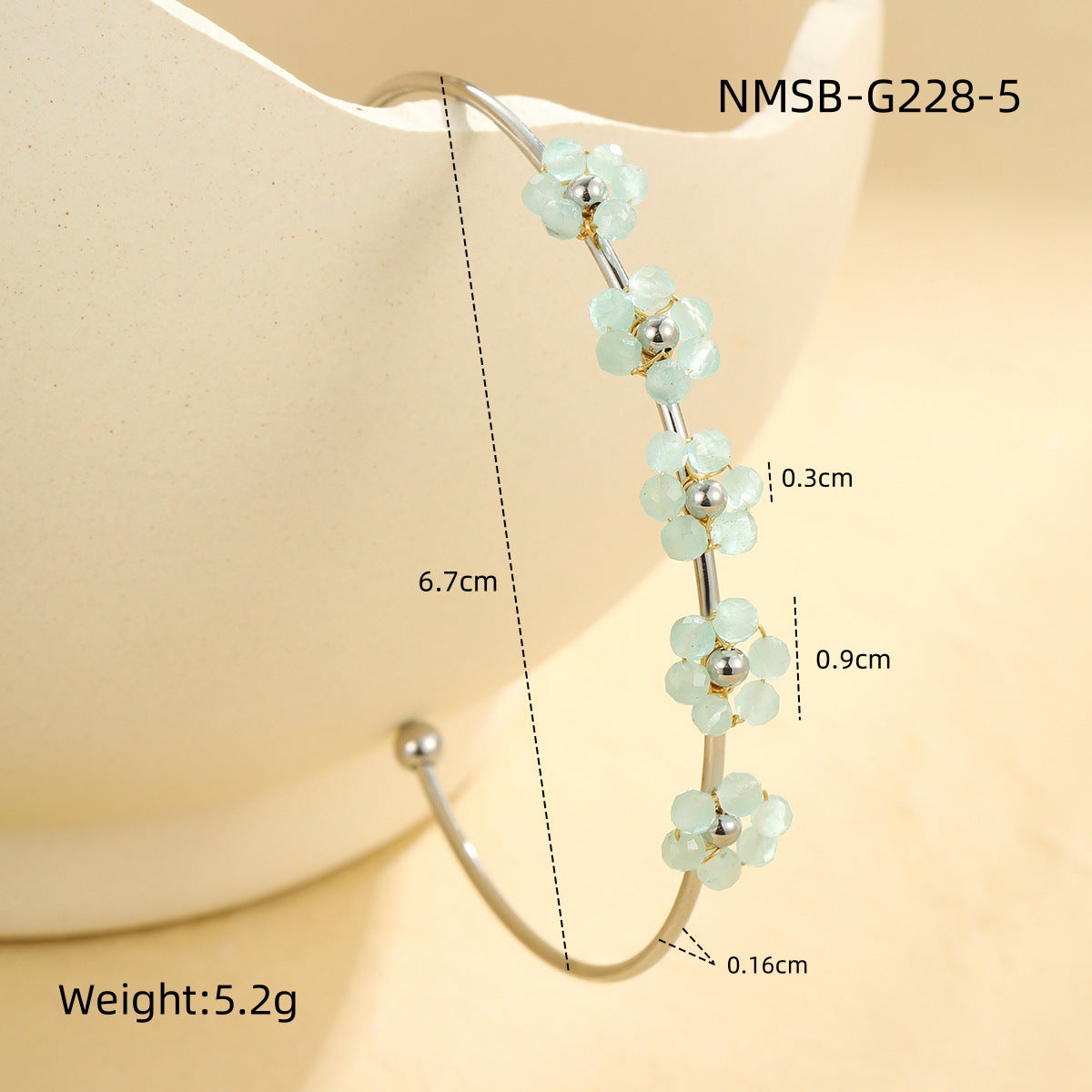 Bracciale da donna in acciaio inossidabile alla moda con motivi floreali, forma geometrica e finitura placcata