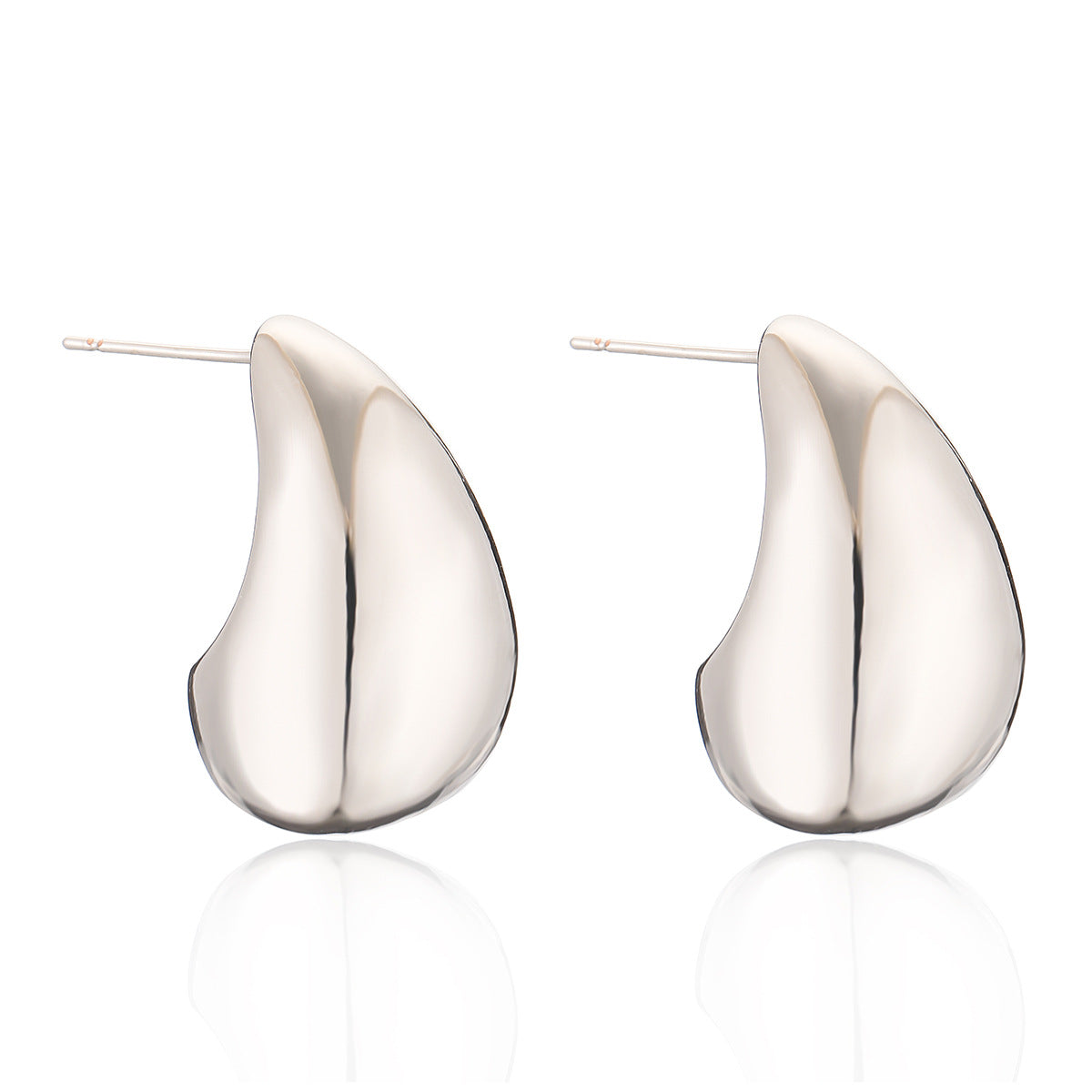 Minimalist Geometric Drip-Shaped Copper Earrings with Gold Plating for Women